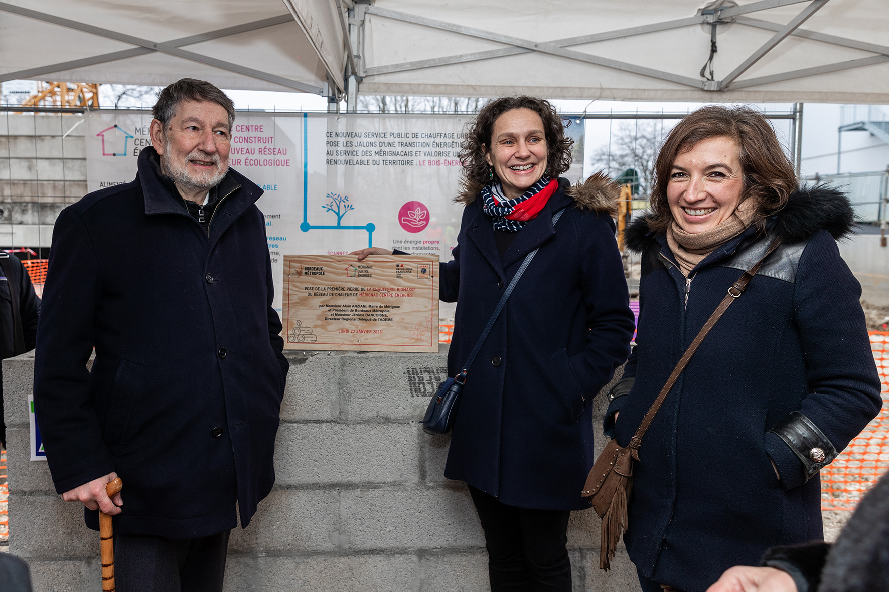 Pose de la 1ère pierre de la chaufferie biomasse du réseau de chaleur urbain de Mérignac