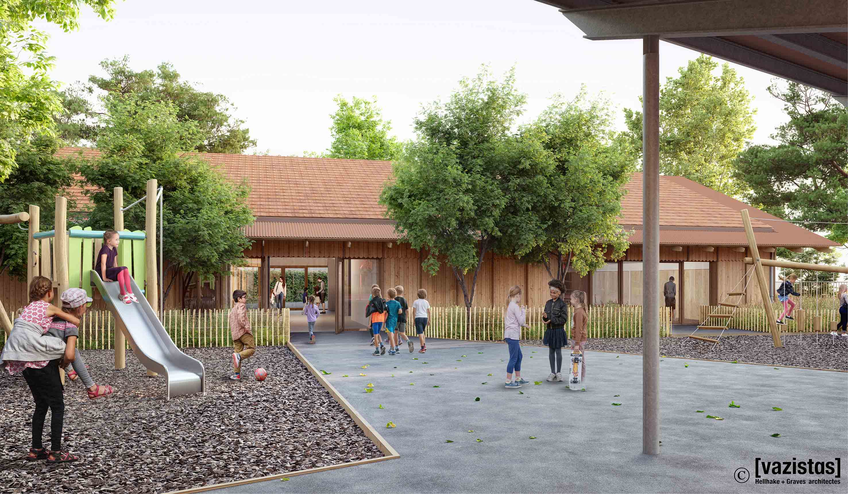 Vue de l’accès au bâtiment périscolaire