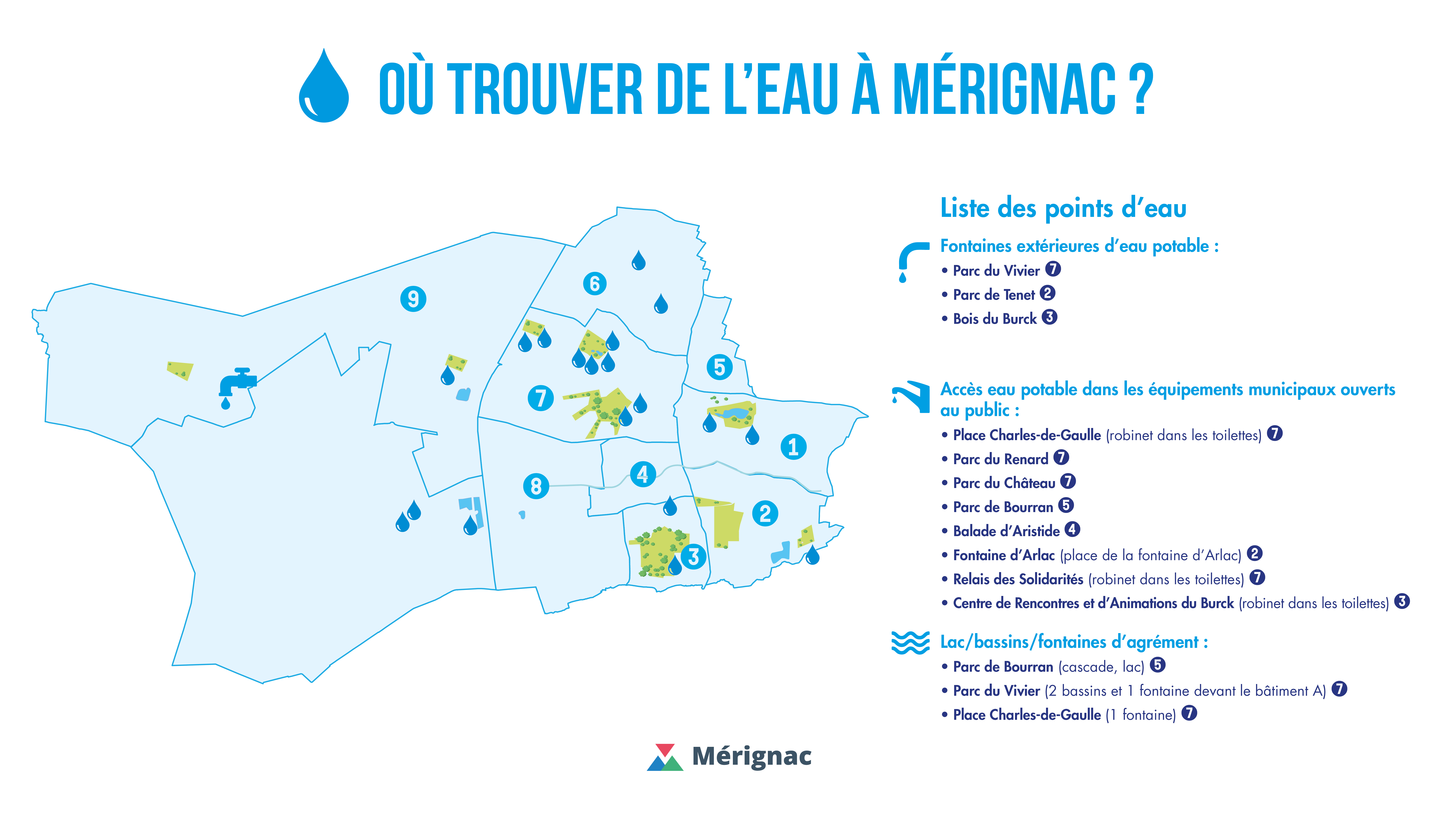 carte points d'eau potable merignac