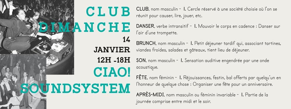 Club Dimanche : Ciao! Soundsystem