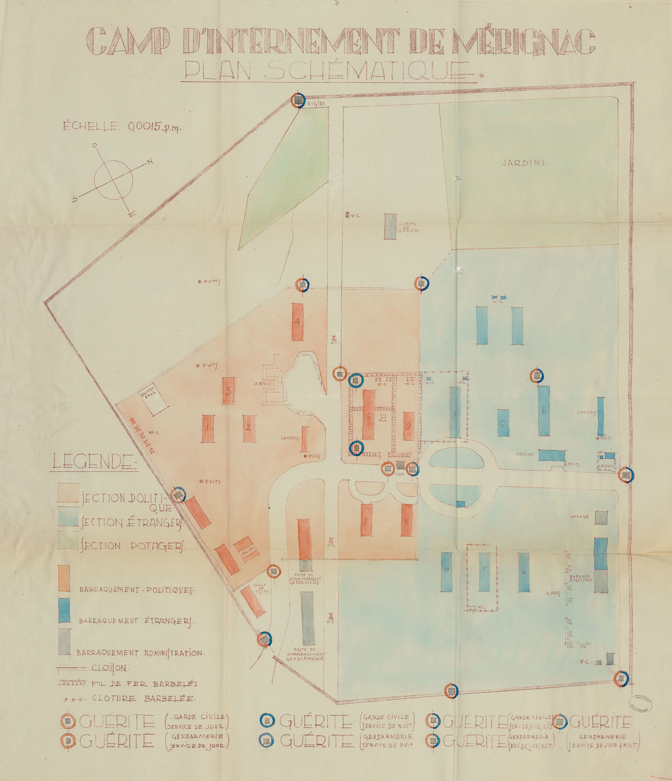 Plan schématique du camp d’internement de Mérignac.