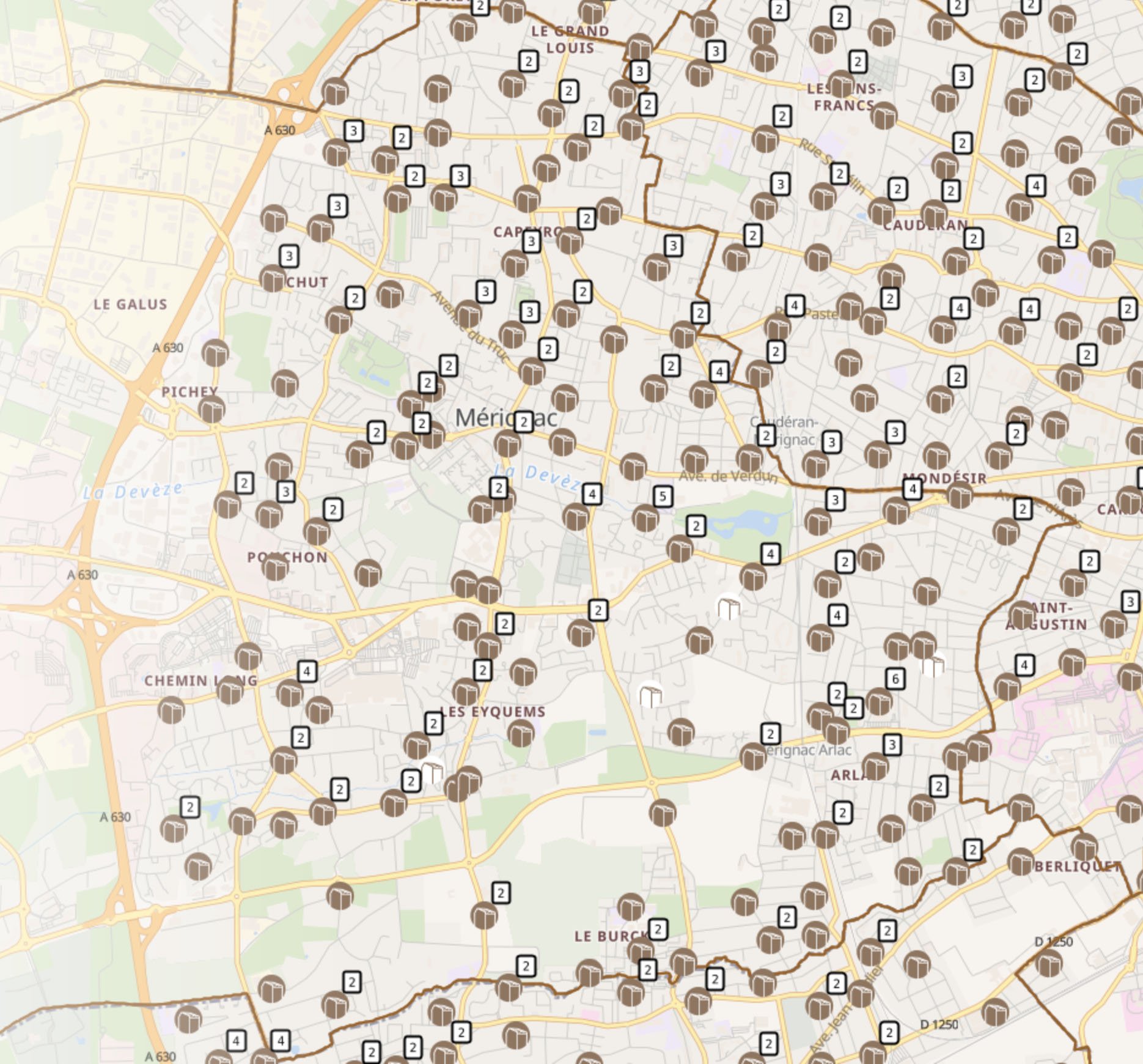 Carte Bornes à déchets alimentaires