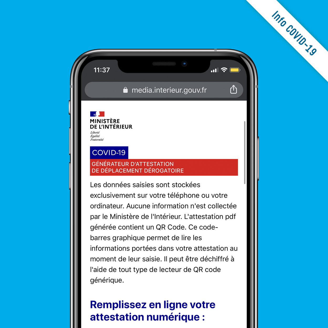 Votre attestation de déplacement dérogatoire est désormais disponible au format numérique