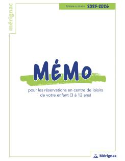 Mémo pour les réservations en centre de loisirs de votre enfant 2025-2026