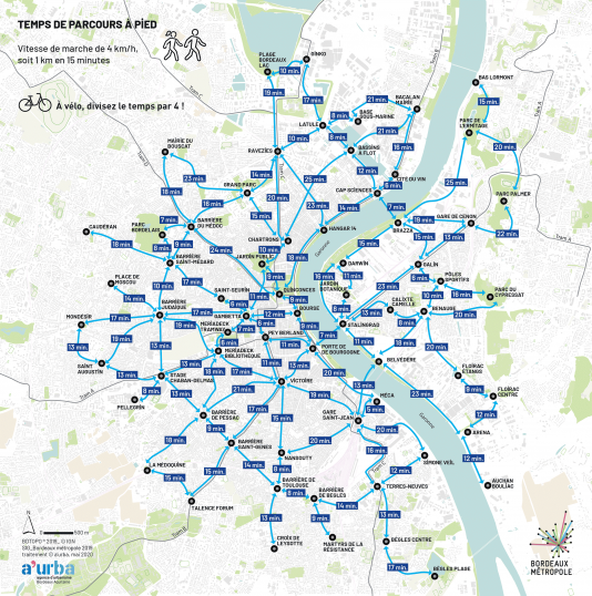 temps de parcours à pied BM
